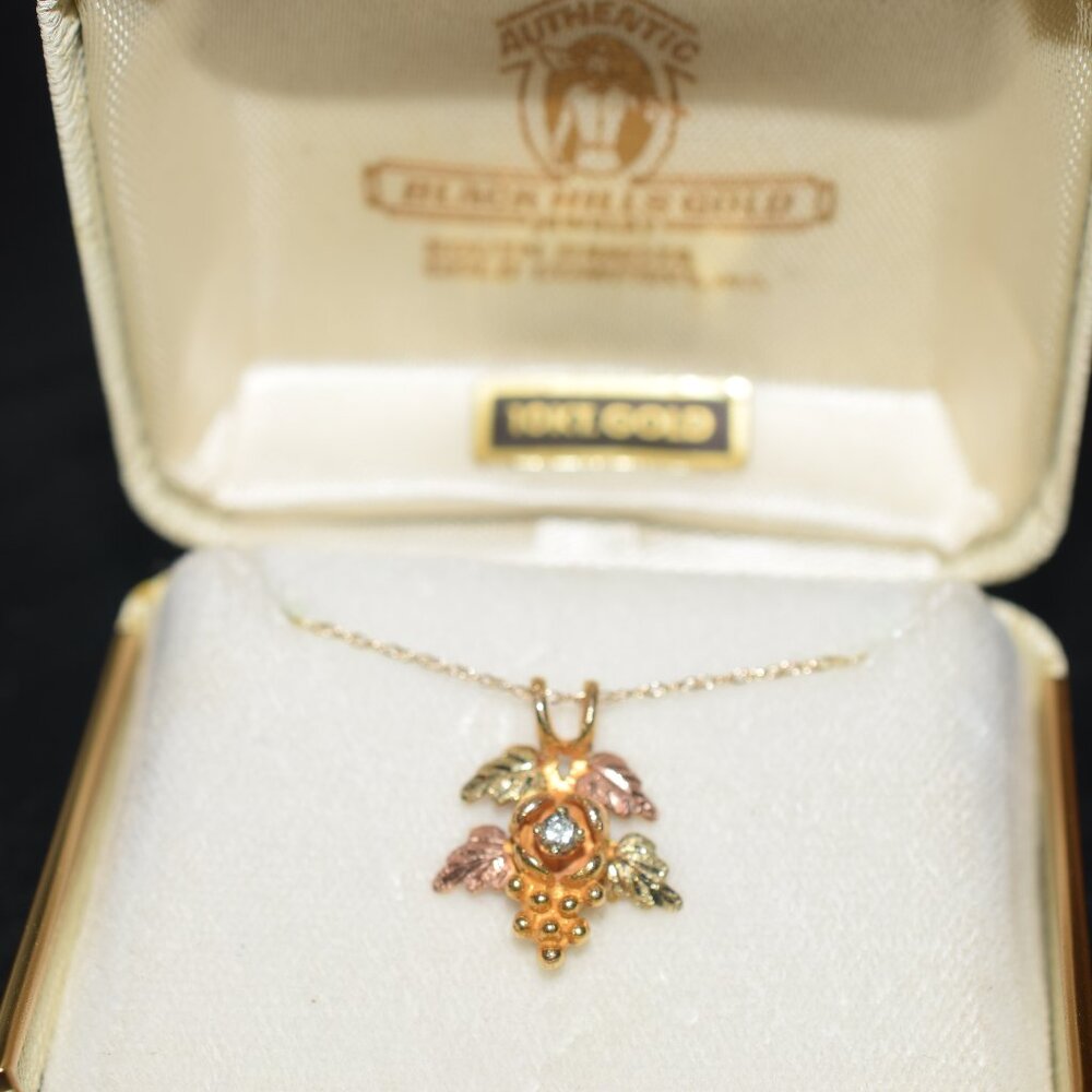 10k. Gold and 12 Carat Black Hills Gold Landstrom's Diamond Necklace